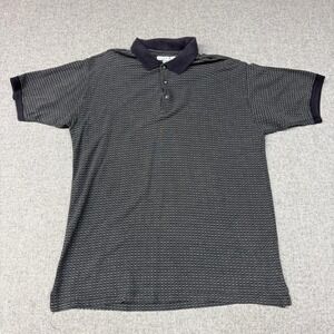 Tribute Polo Shirt Size XL Black Grey Geometric 100% Cotton Short Sleeve Mens